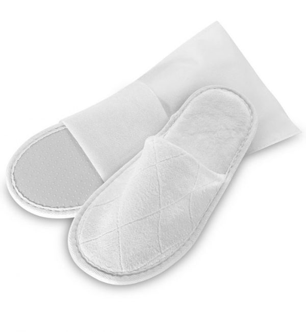 white supreme slipper with bag